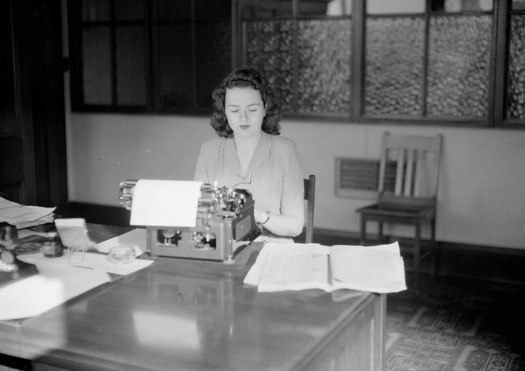 mystery writer at desk