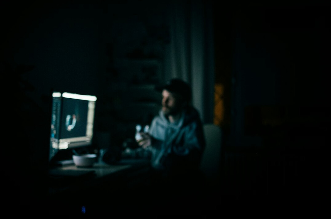writer at desk night